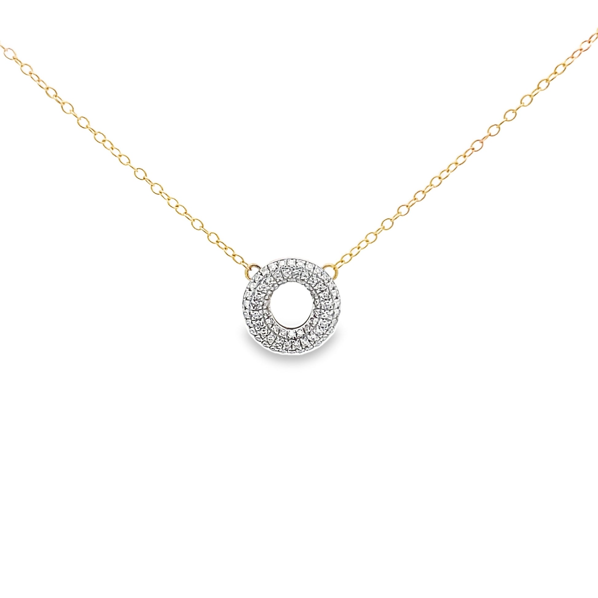 0.16Ctw 14K Yellow Gold Diamond Circle Necklace 18In 1.1Dwt
