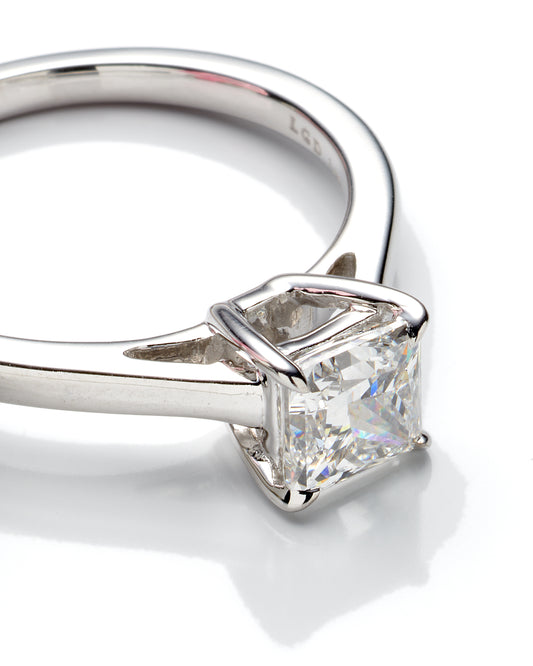 1.00Ctw 14K White Gold Lab Grown Princess Cut Diamond Solitaire Engagement Ring Size 7 2.0Dwt