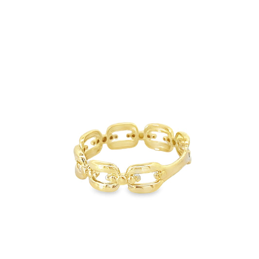 10K Yellow Gold Ladies Link Fashion Ring Size 7 0.8Dwt