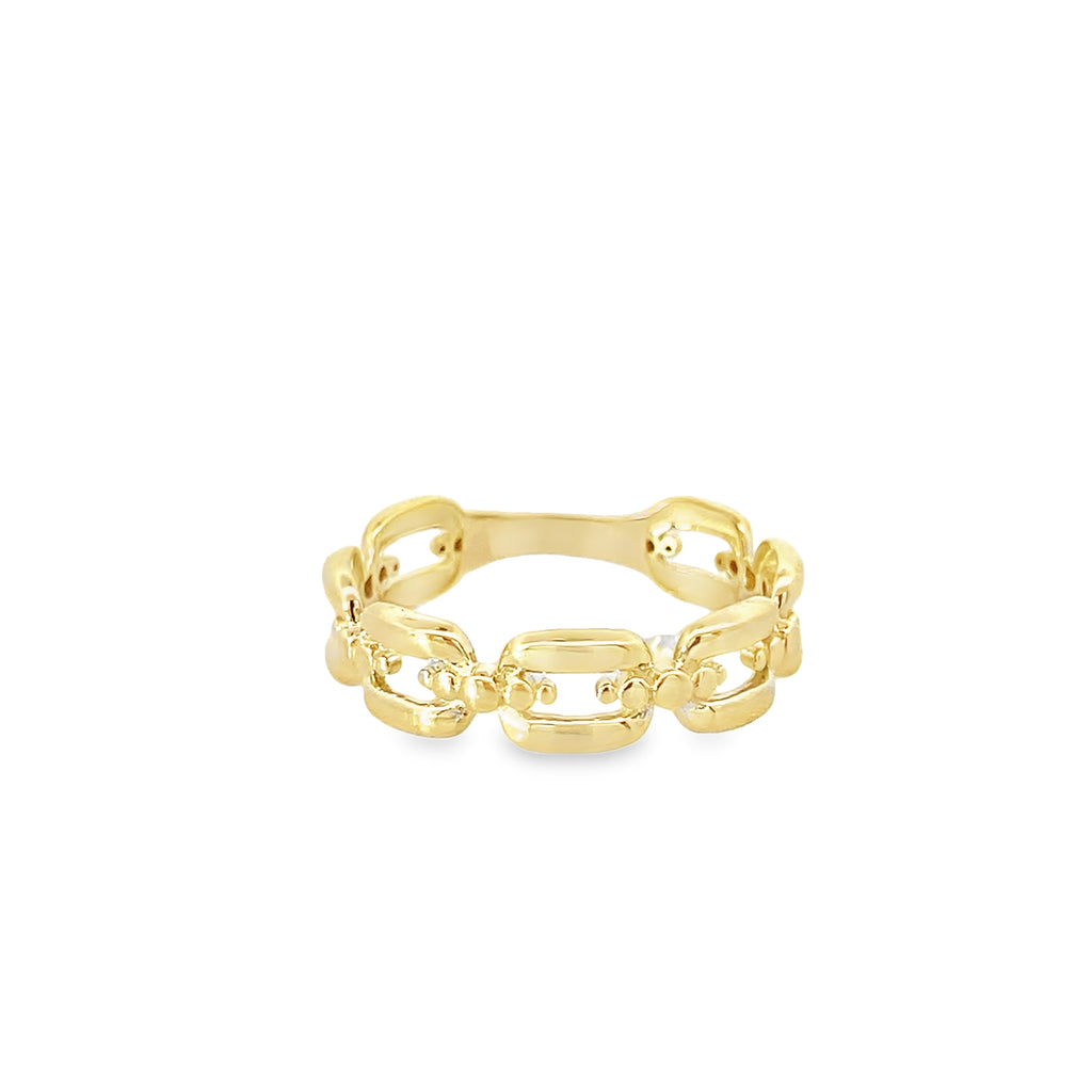 10K Yellow Gold Ladies Link Fashion Ring Size 7 0.8Dwt