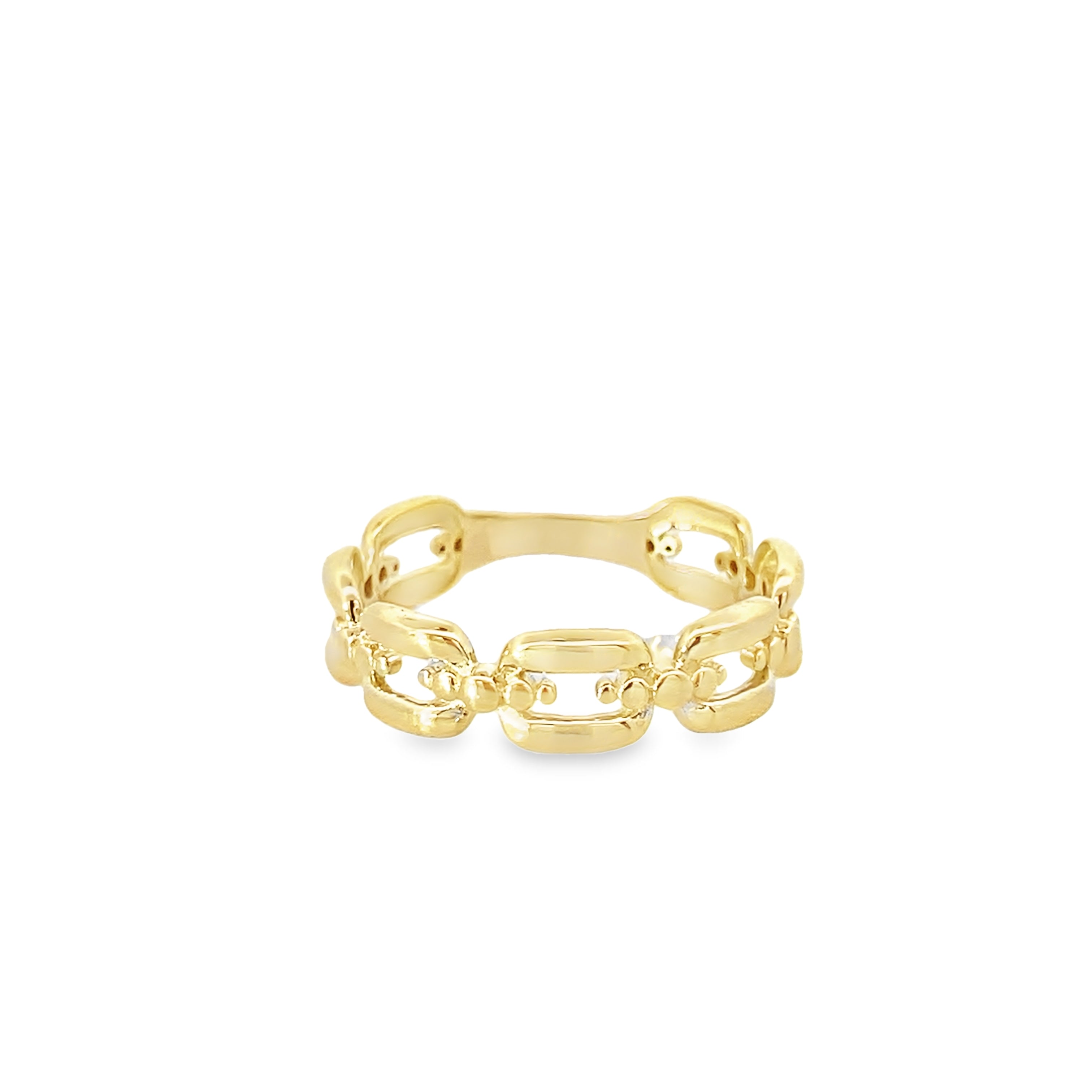 10K Yellow Gold Ladies Link Fashion Ring Size 7 0.8Dwt