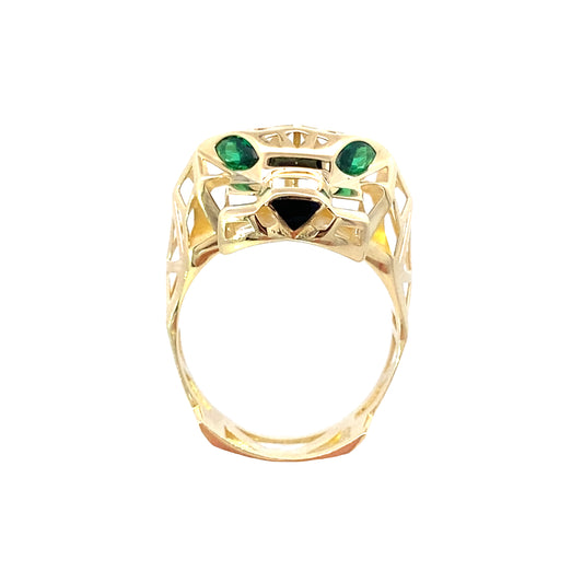 14K Yellow Gold Ladies Panther Head Ring Size 8 2.7Dwt