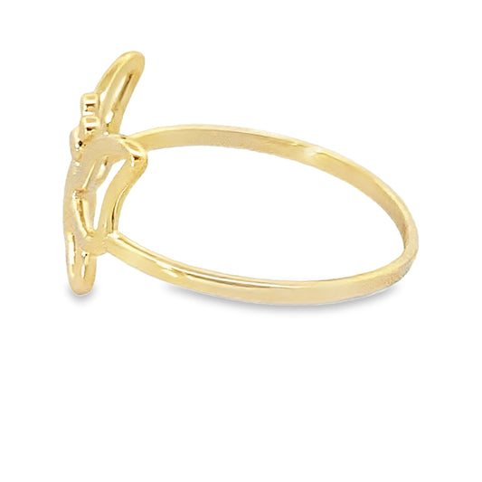 14K Yellow Gold Ladies Butterfly Ring Size 7 0.8Dwt
