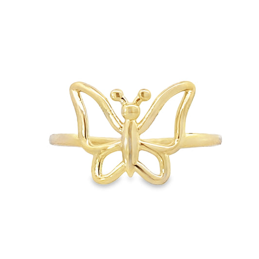 14K Yellow Gold Ladies Butterfly Ring Size 7 0.8Dwt