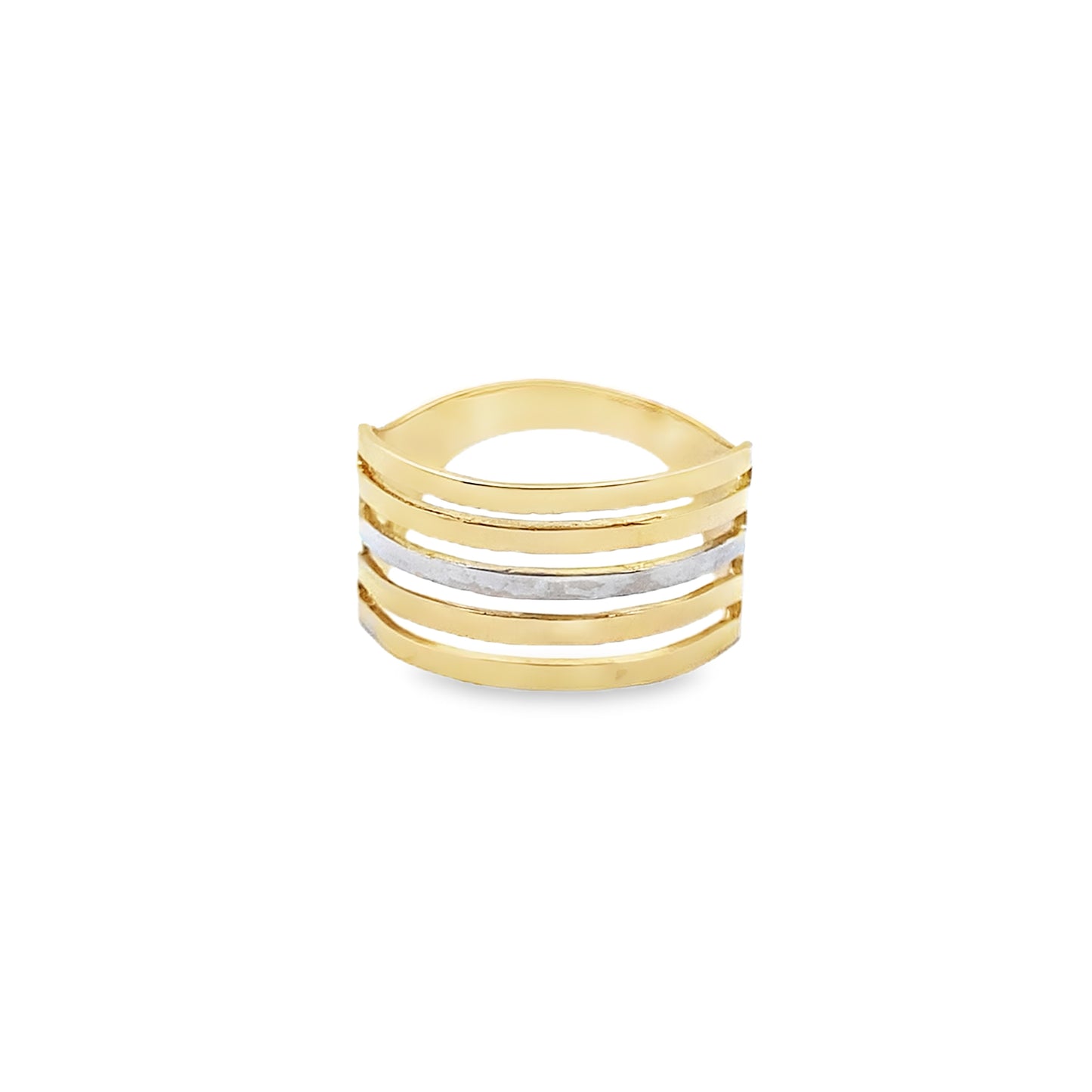 14K Two Tone Gold Lds Fashion Ring Size 8.5 2.6Dwt