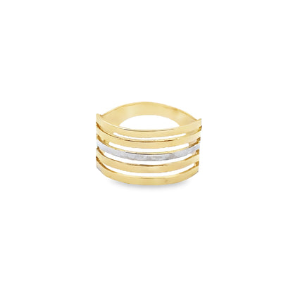 14K Two Tone Gold Lds Fashion Ring Size 8.5 2.6Dwt