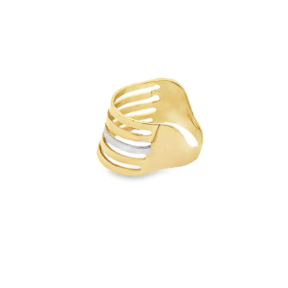 14K Two Tone Gold Lds Fashion Ring Size 8.5 2.6Dwt