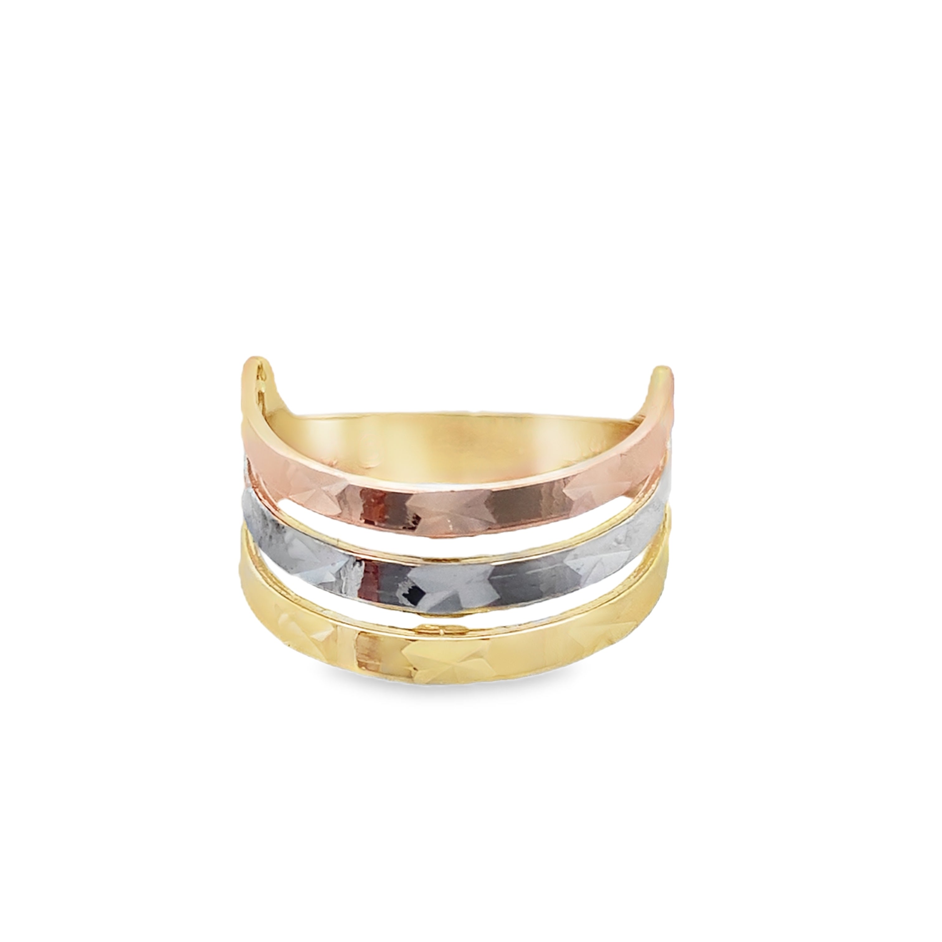 14K Tri Color Gold Lds Fashion Ring Size 8.5 1.9Dwt