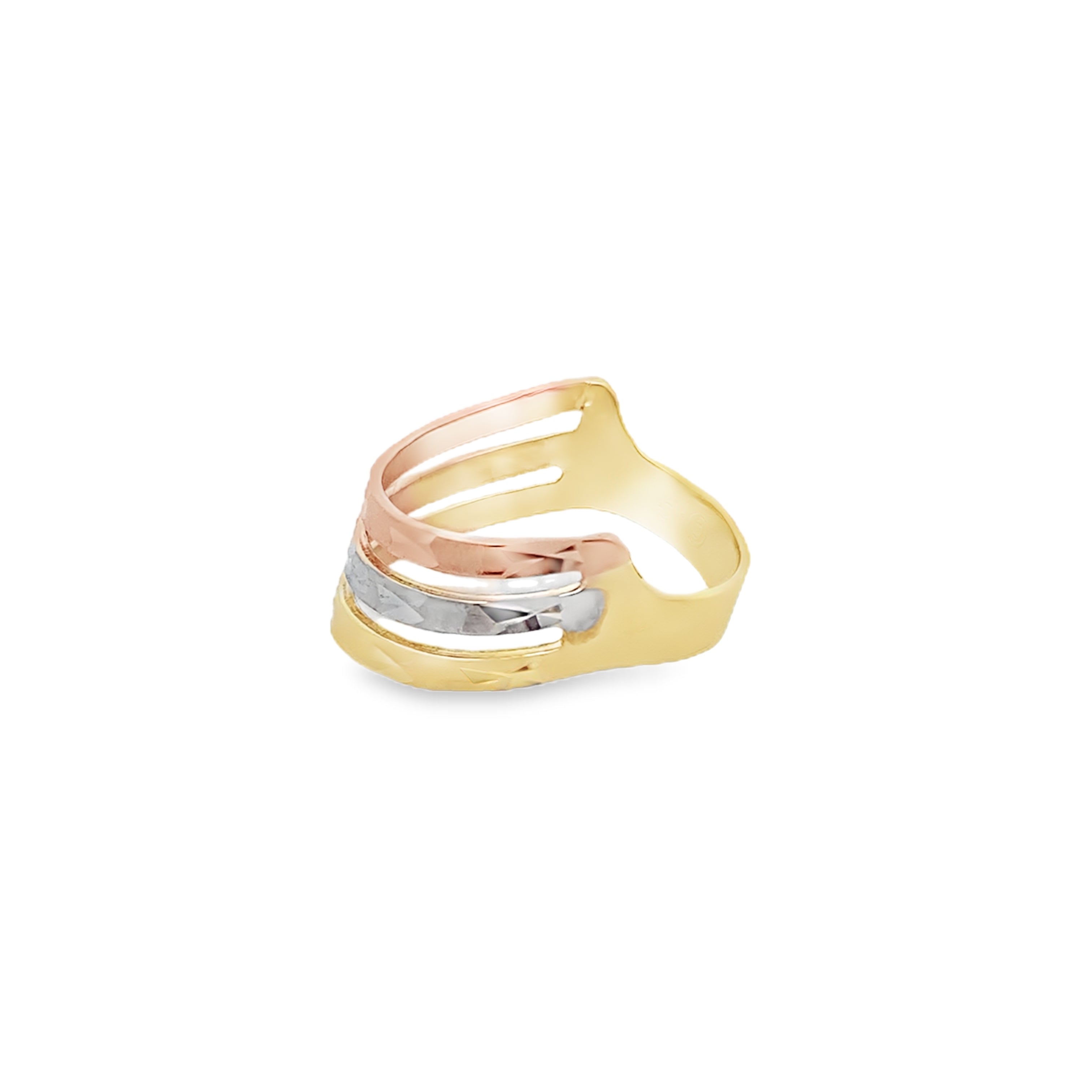 14K Tri Color Gold Lds Fashion Ring Size 8.5 1.9Dwt