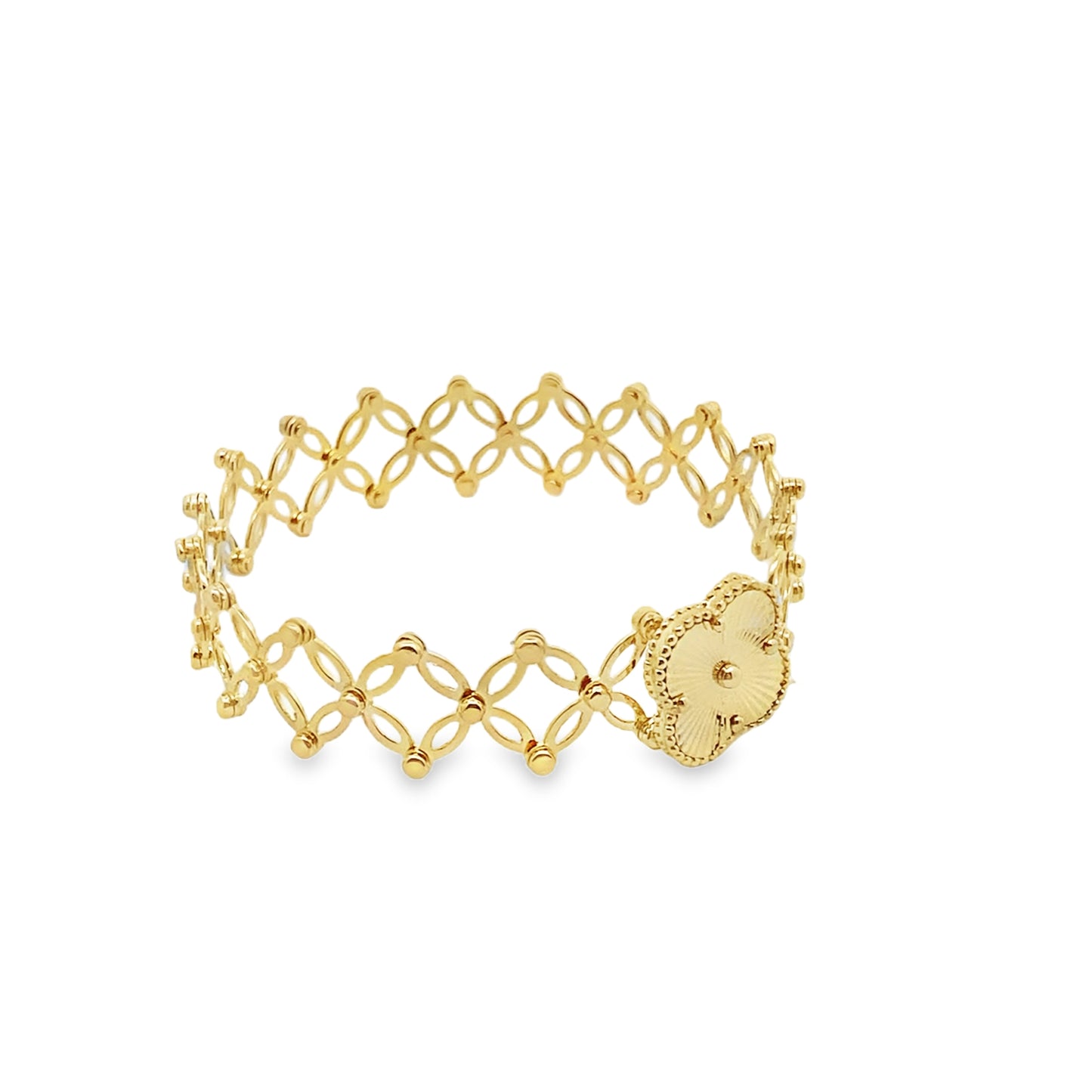 10K Yellow Gold Flower Fashion Expandable Rings Size 7 7.6Dwt