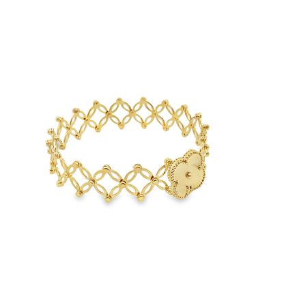 10K Yellow Gold Flower Fashion Expandable Rings Size 7 7.6Dwt