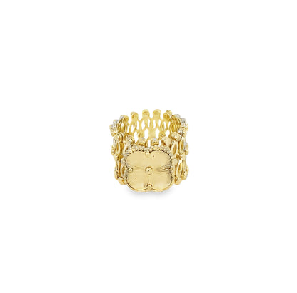10K Yellow Gold Flower Fashion Expandable Rings Size 7 7.6Dwt