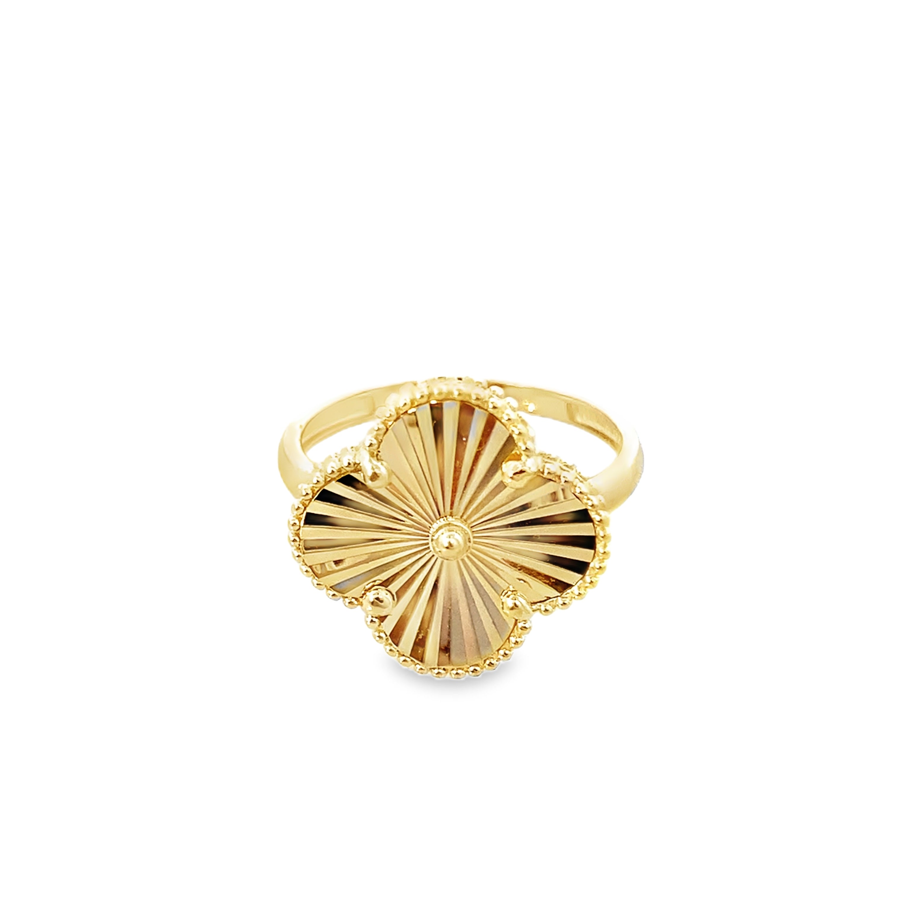 14K Yellow Gold Ladies Sunburst Large Flower Ring Size 7 2.0Dwt