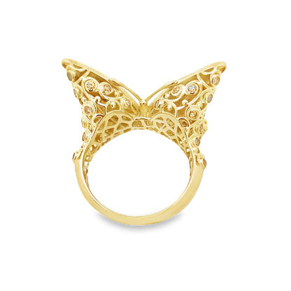 14K Yellow Gold Butterfly Ring Size 7 3.4Dwt