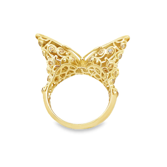 14K Yellow Gold Butterfly Ring Size 7 3.4Dwt