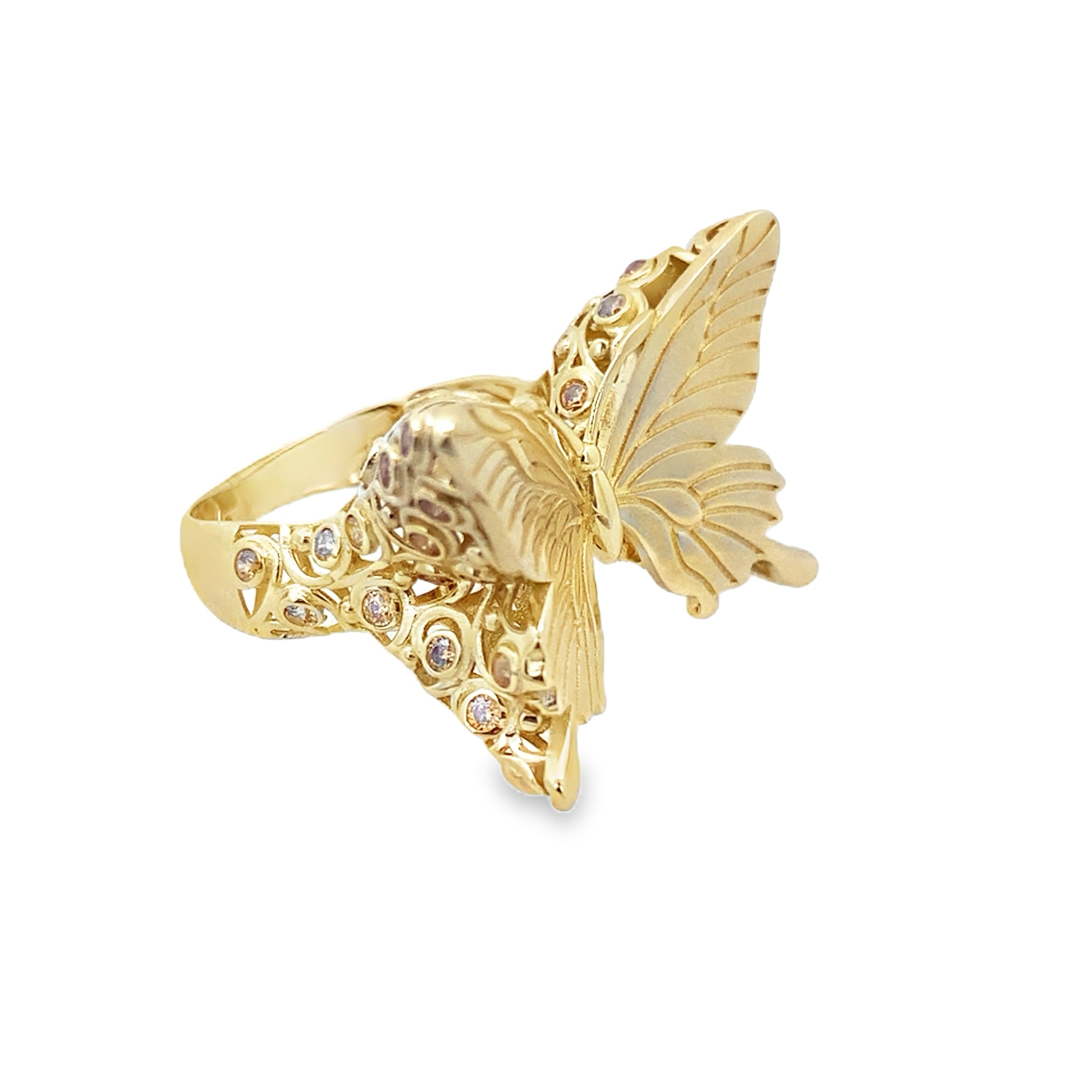 14K Yellow Gold Butterfly Ring Size 7 3.4Dwt