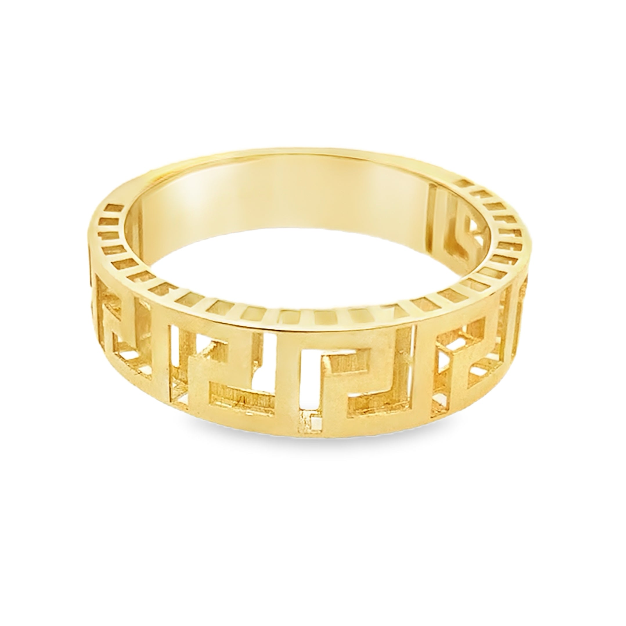 14K Yellow Gold Greek Key Style Fashion Ring Size 6.75 1.6Dwt