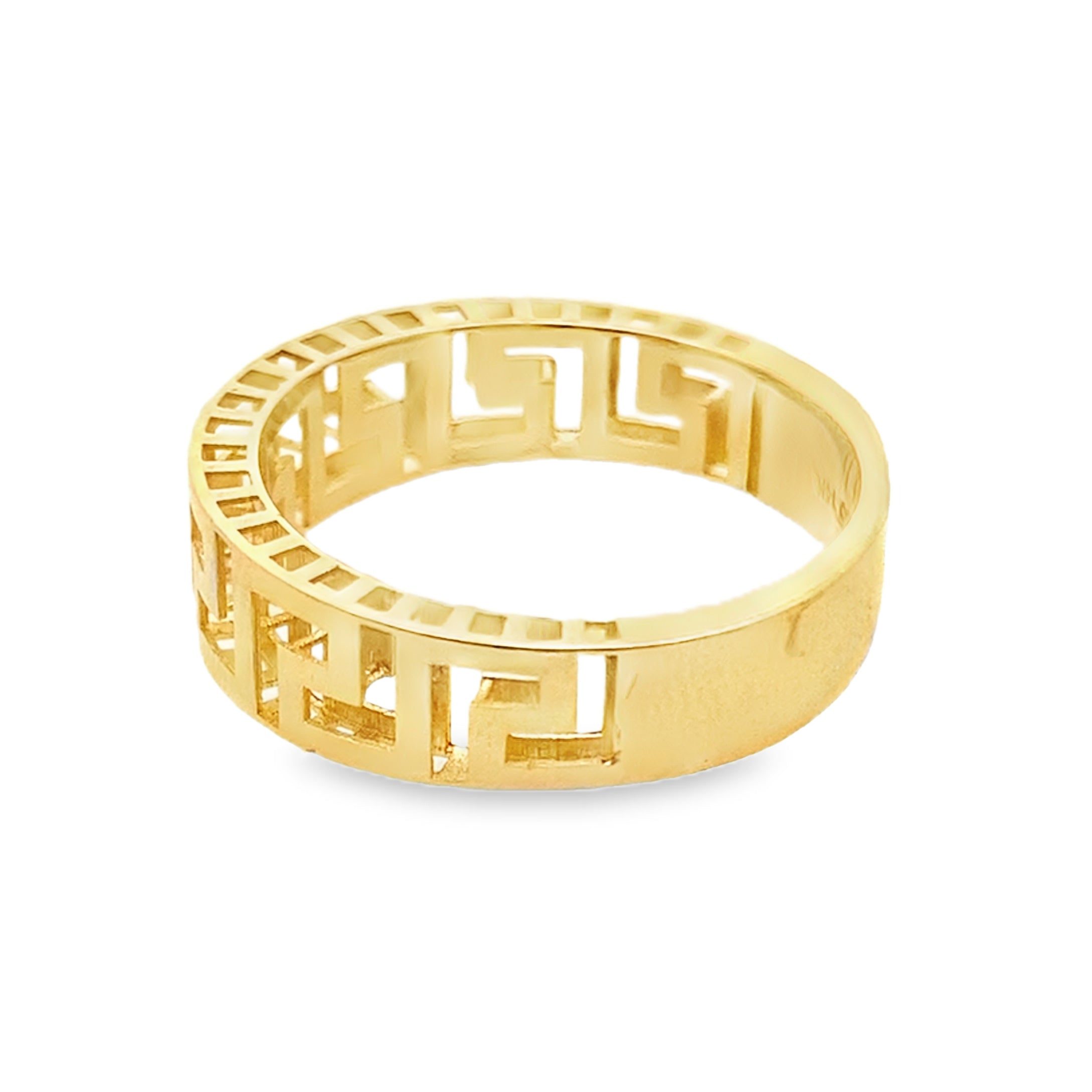 14K Yellow Gold Greek Key Style Fashion Ring Size 6.75 1.6Dwt
