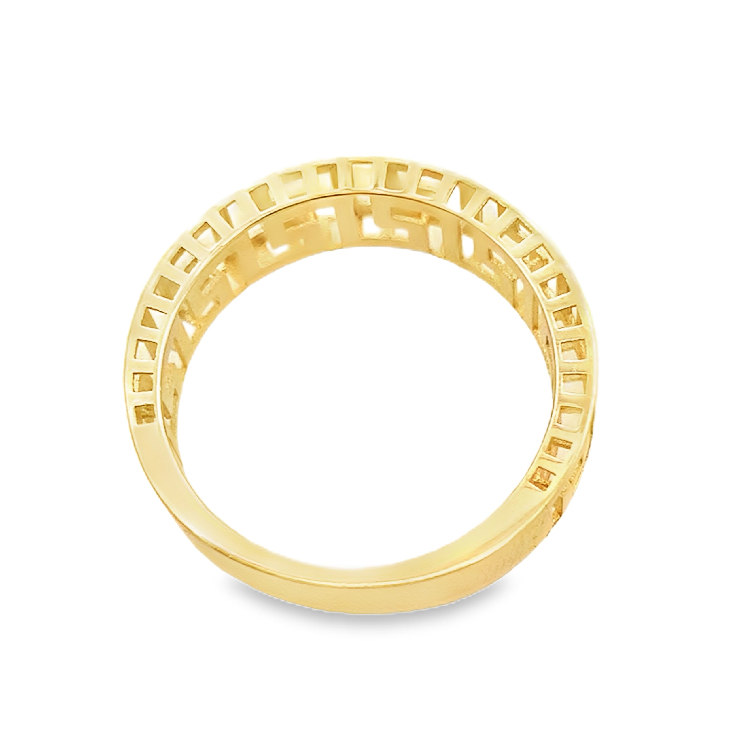 14K Yellow Gold Greek Key Style Fashion Ring Size 6.75 1.6Dwt