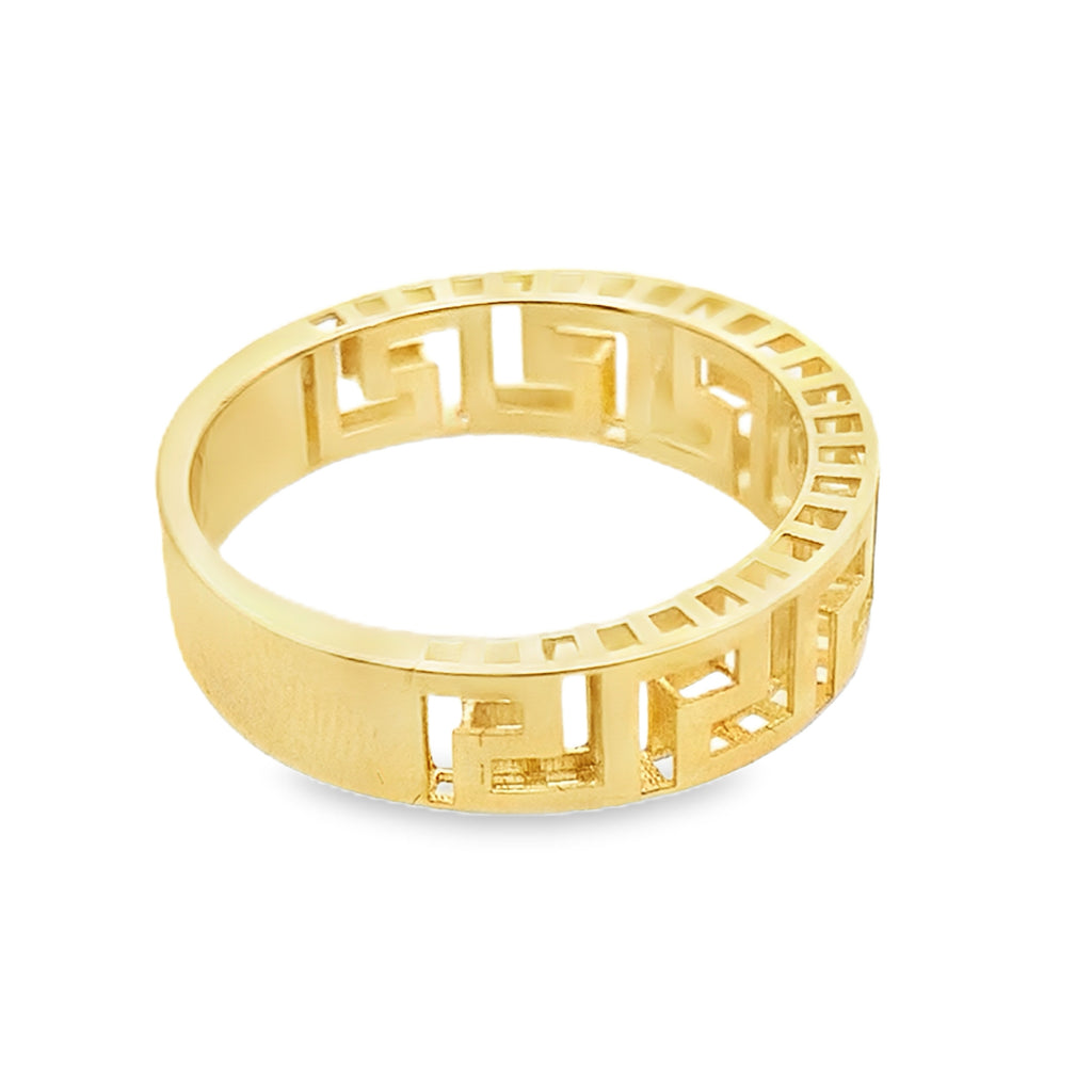 14K Yellow Gold Greek Key Style Fashion Ring Size 6.75 1.6Dwt