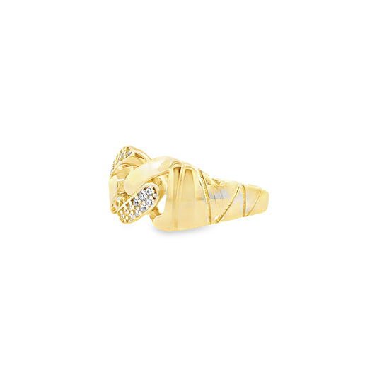 14K Yellow Gold Ladies Fashion Link Ring Size 8.25 1.7Dwt