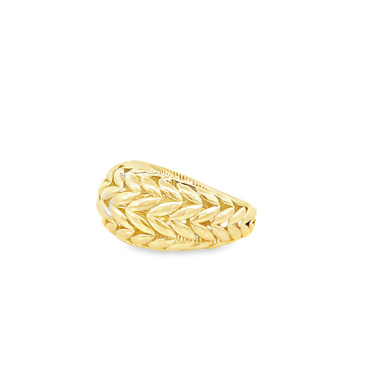 14K Yellow Gold Ladies Fancy Dome Ring Size 7.5 2.7Dwt