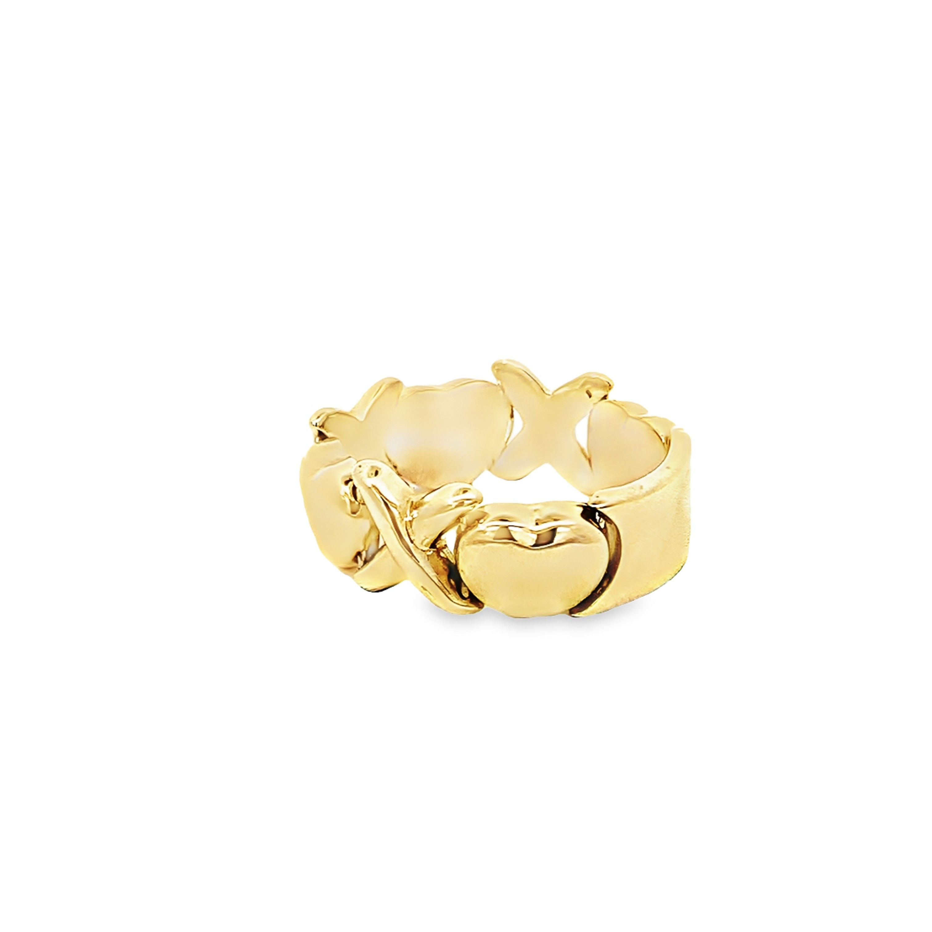 10K Yellow Gold Heart Xoxo Style Ring Size 7 2.5Dwt