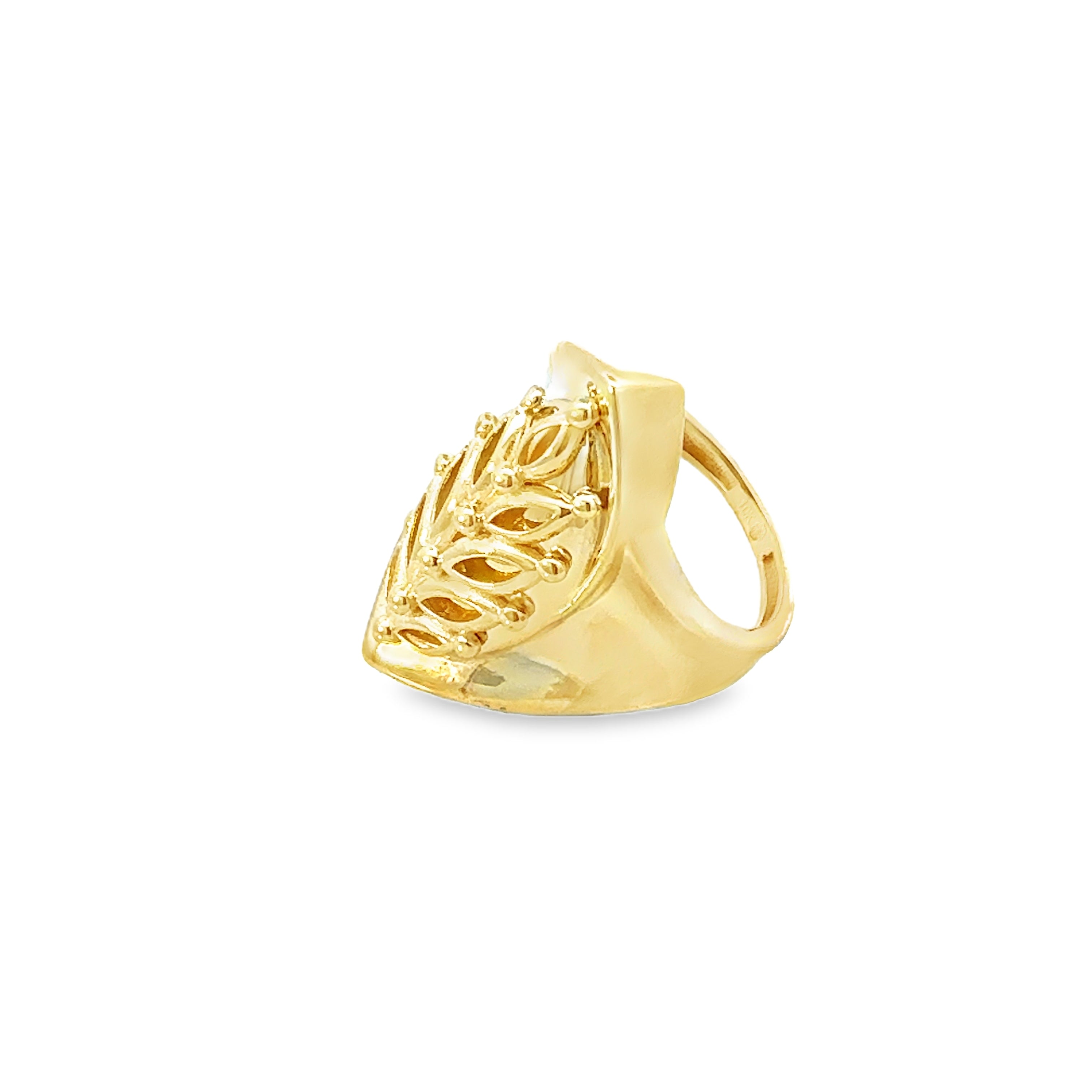 10K Yellow Gold Leaf Style Fashion Ring Size 7 1.8Dwt
