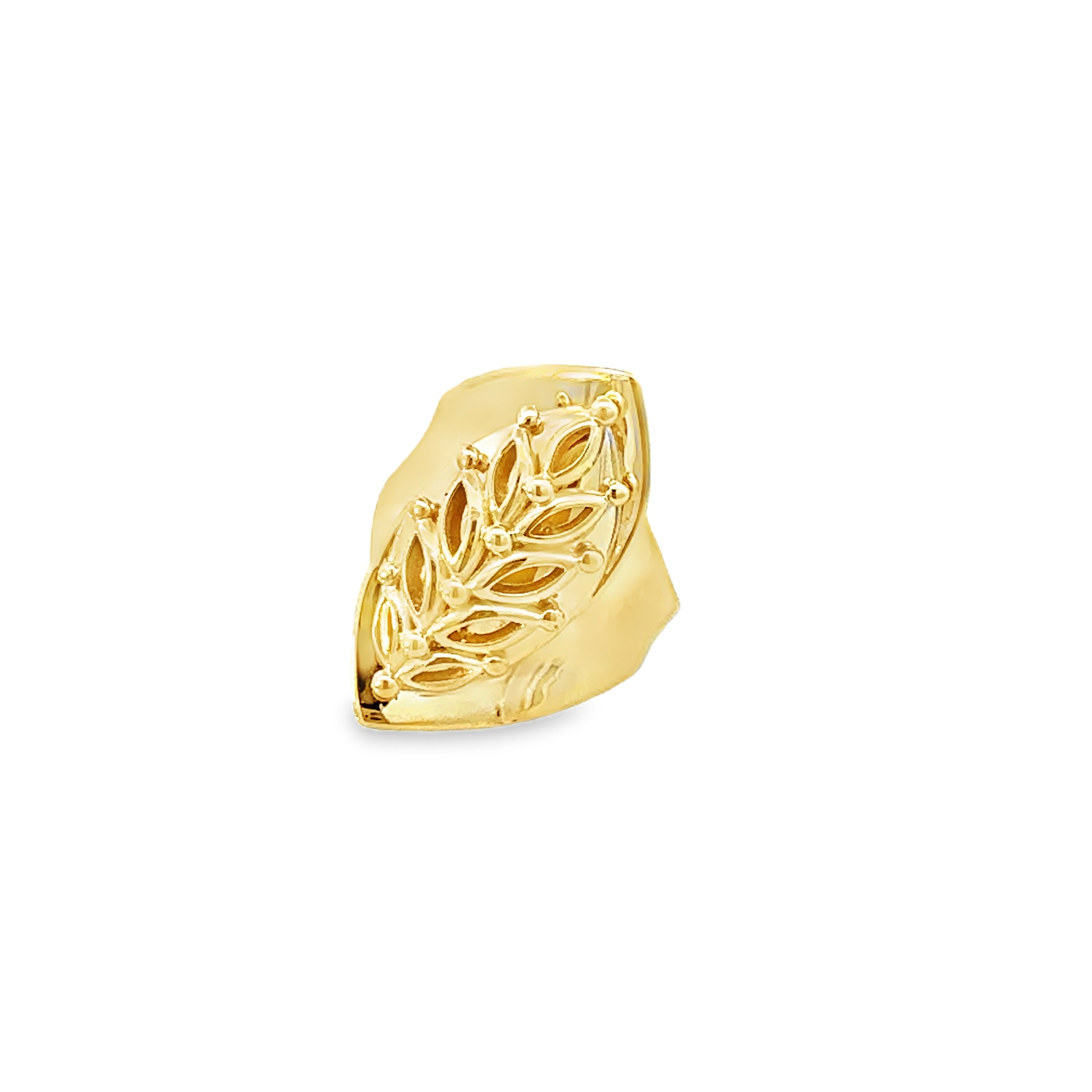 10K Yellow Gold Leaf Style Fashion Ring Size 7 1.8Dwt