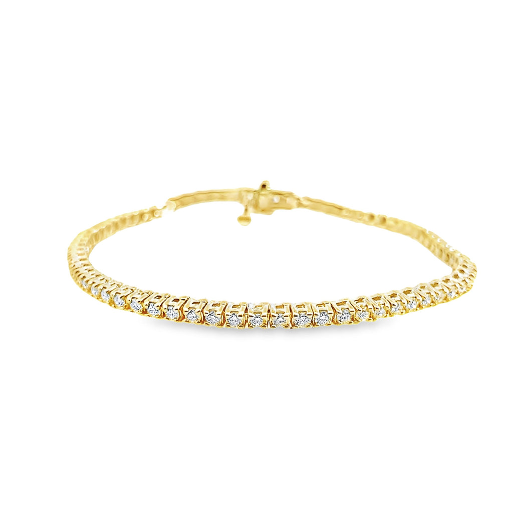 2.00Ctw 14K Yellow Gold Diamond Tennis Bracelet 7In 6.2Dwt