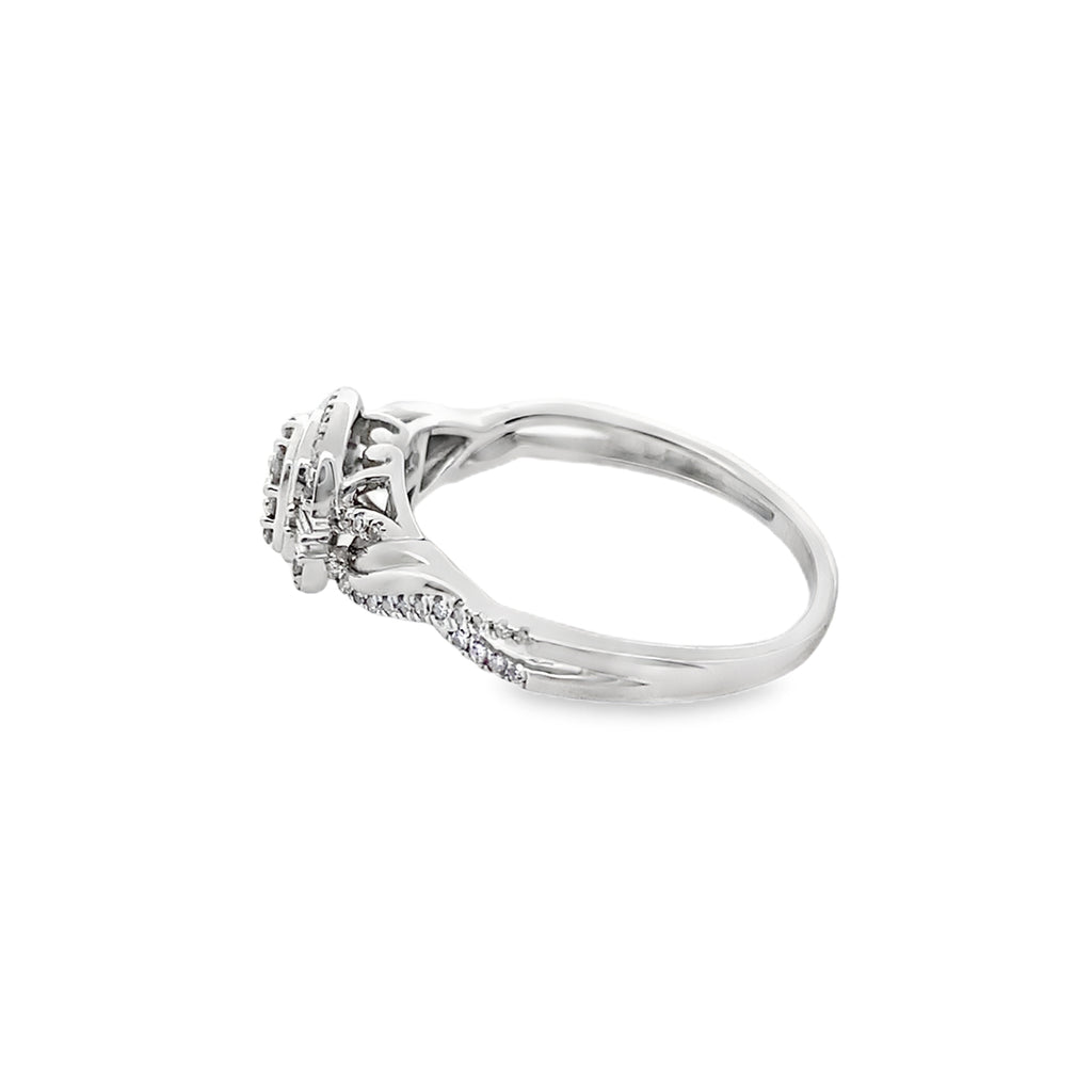 0.25Ct 14K White Gold Diamond Engagement Ring Size 7 1.6Dwt