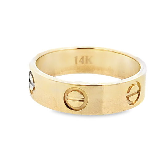 14K Yellow Gold Screw Style Fashion Ring Mens Size 10 3.3Dwt