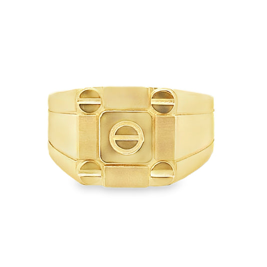 14K Yellow Gold Mens Screw Style Fashion Ring Size 12.5 4.2Dwt