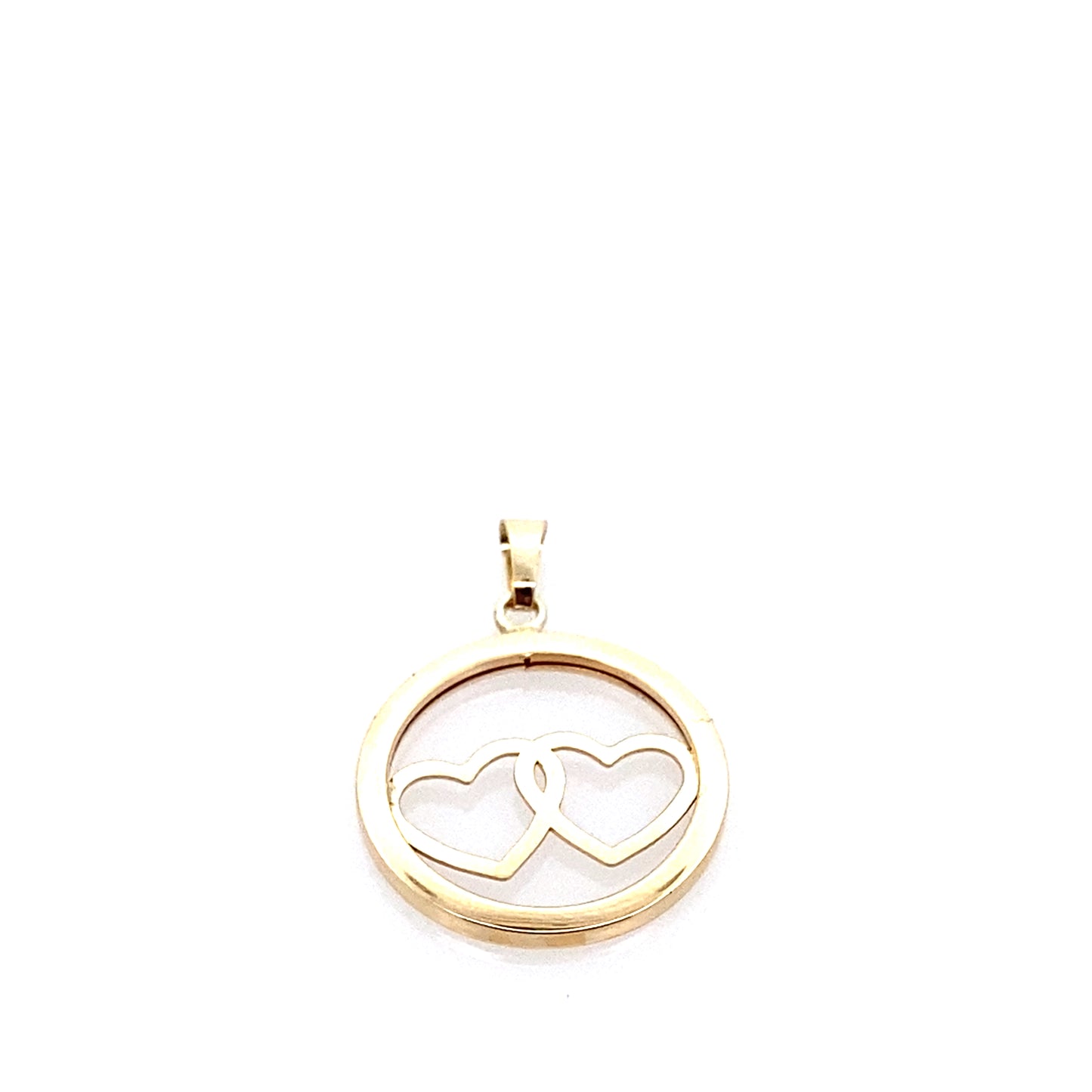 14K Yellow Gold Round Heart Pendant 0.5Dwt