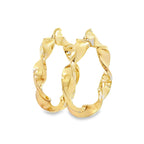 14K Yellow Gold Hollow Twisted  Hoop Earrings 3.7Dwt