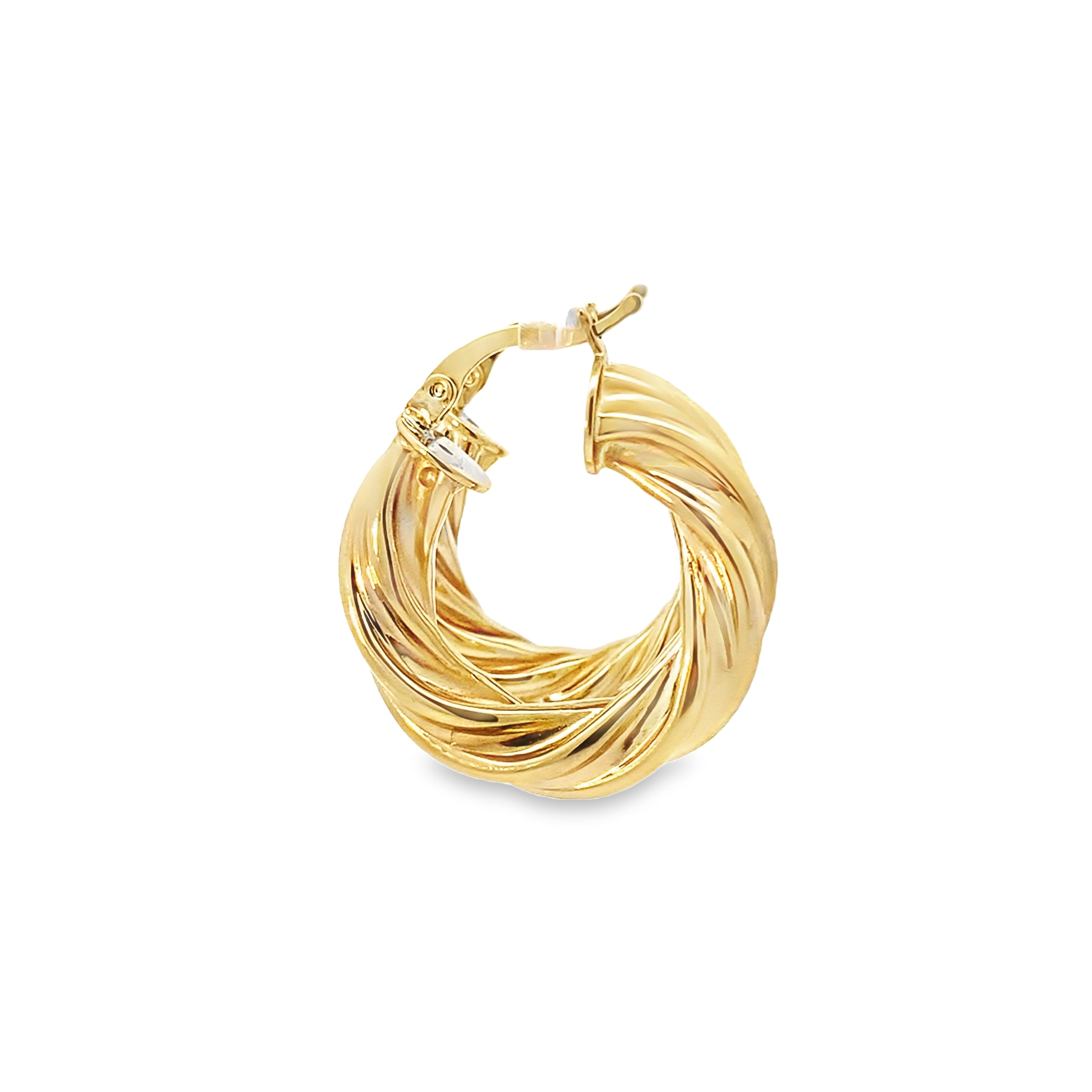 14K Yellow Gold Twisted Hoop Earrings 3.6Dwt