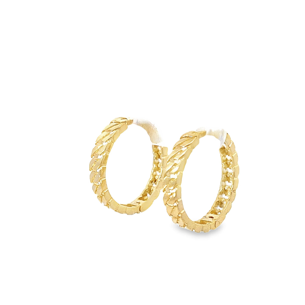 14K Yellow Gold Link Style Hoop Earrings 1.9Dwt