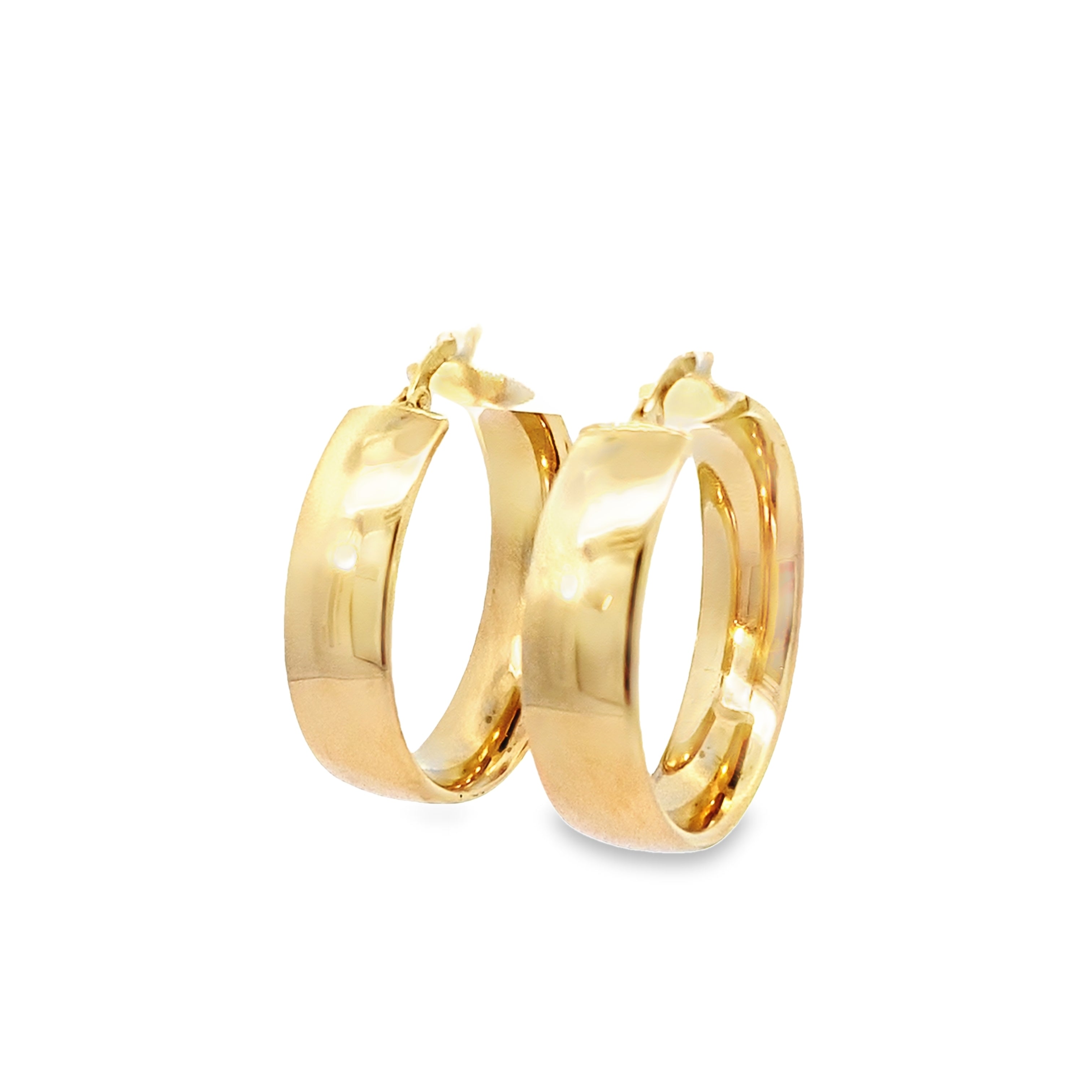 14K Yellow Gold Plain Hoop Earrings 3.0Dwt