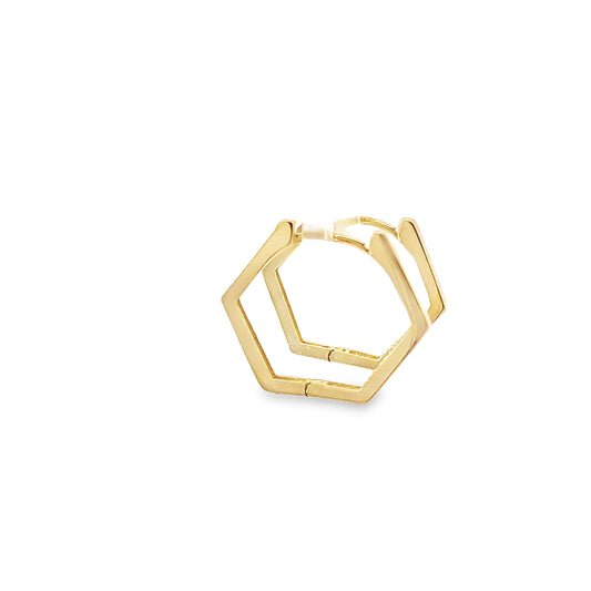 14K Yellow Gold Pentagonal Style Hoops 1.5Dwt