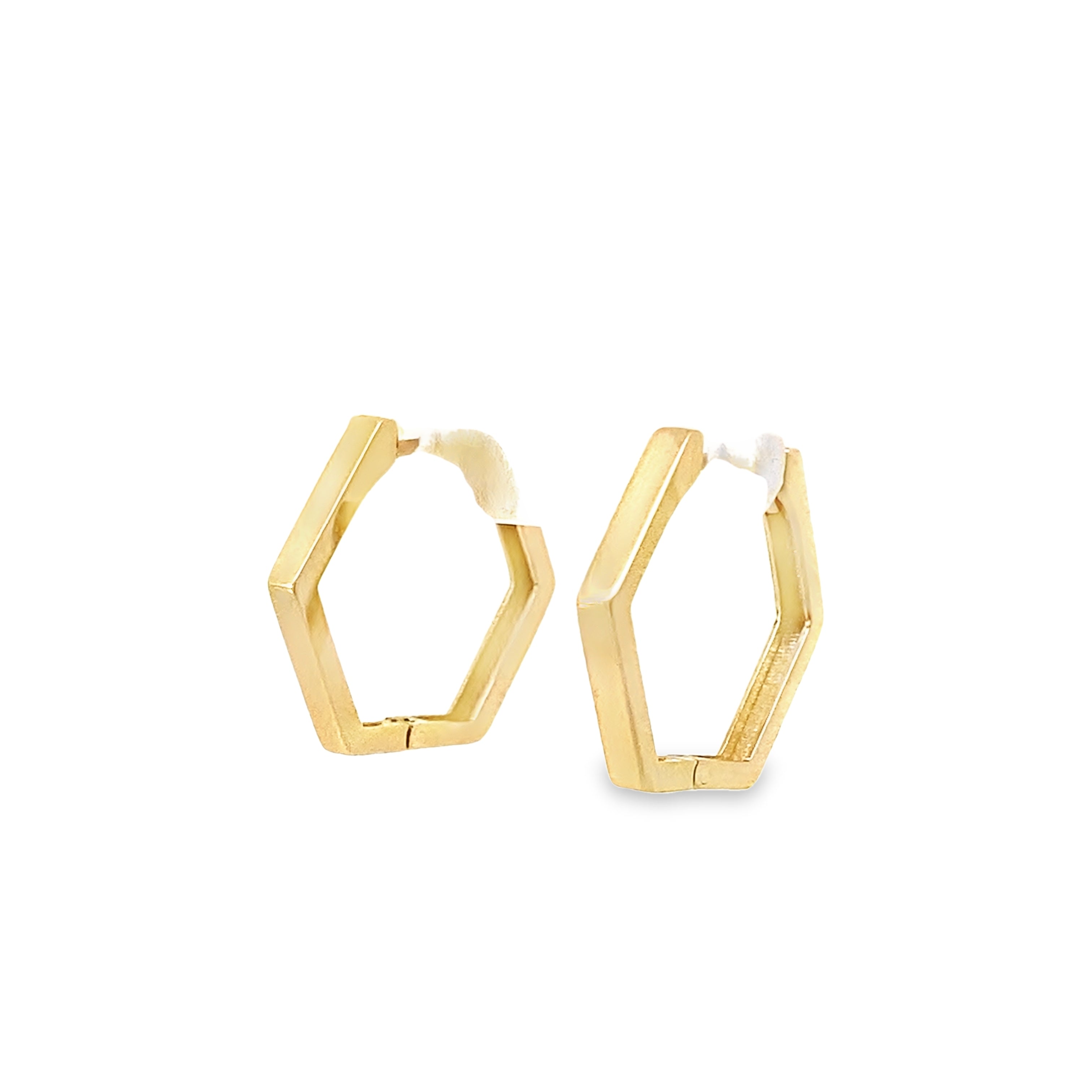 14K Yellow Gold Pentagonal Style Hoops 1.5Dwt
