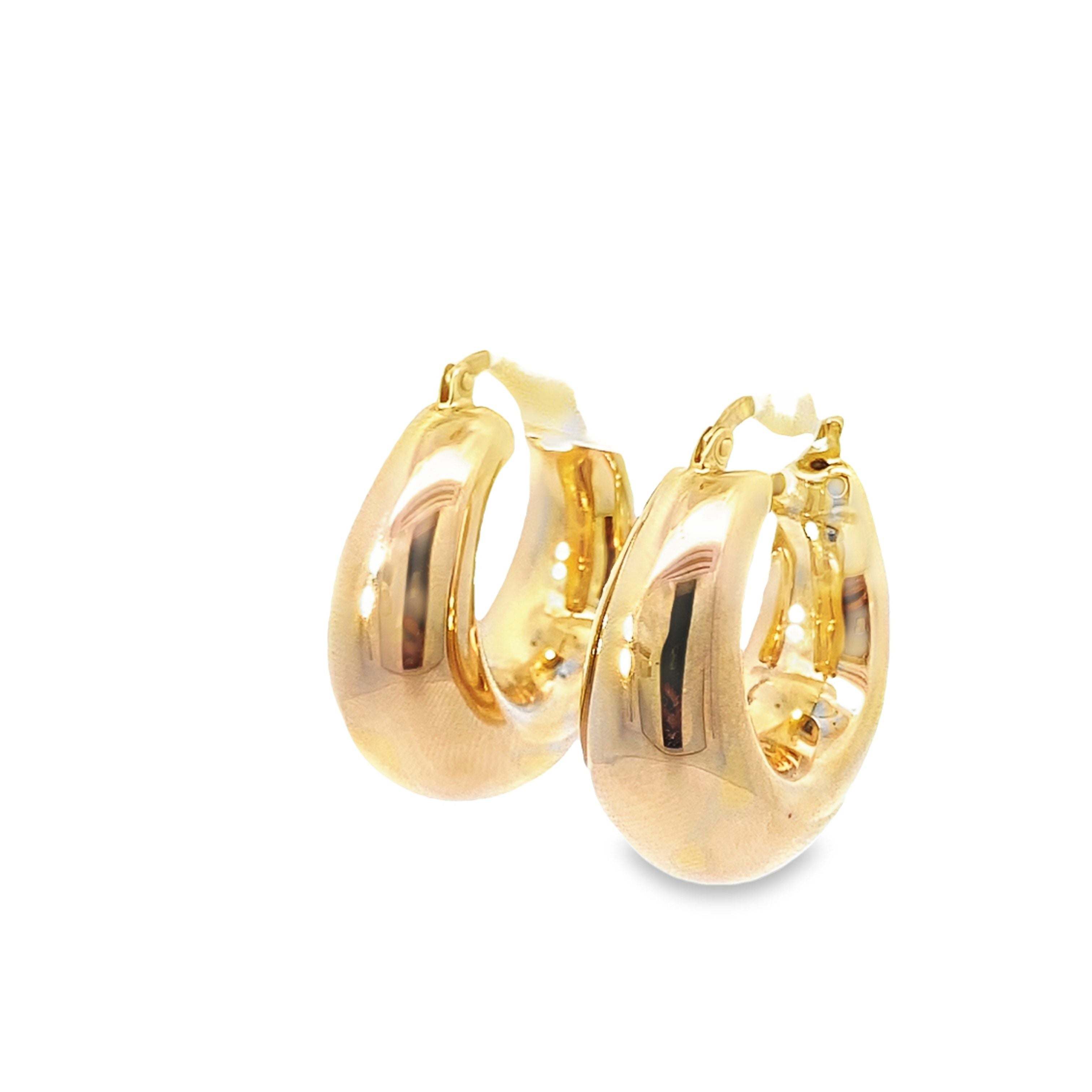 14K Yellow Gold Puff Half Moon Style Hoop Earring 4.1Dwt