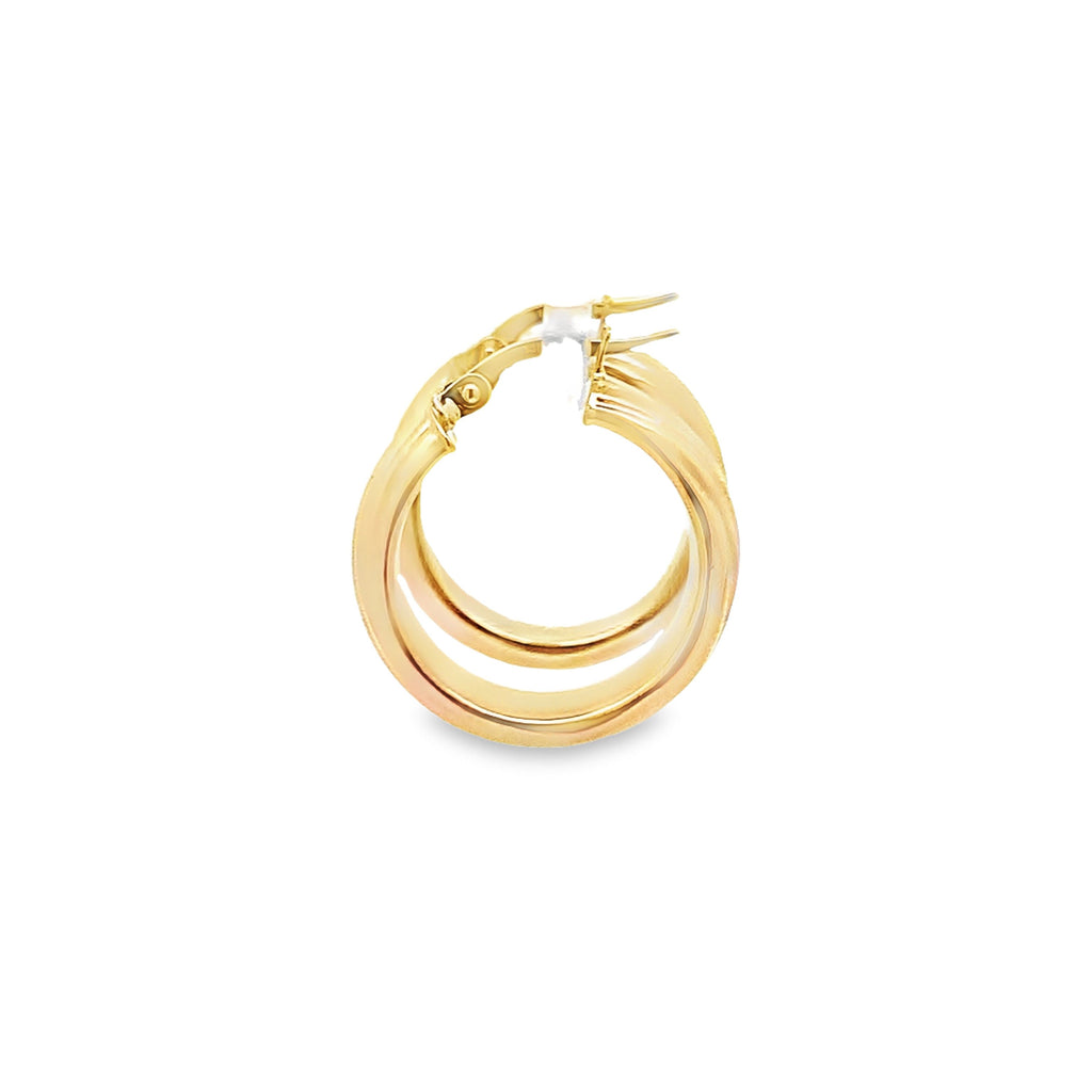 14K Yellow Gold Diamond Cut Hoop Earrings 1.7Dwt