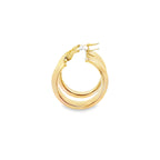 14K Yellow Gold Diamond Cut Hoop Earrings 1.7Dwt