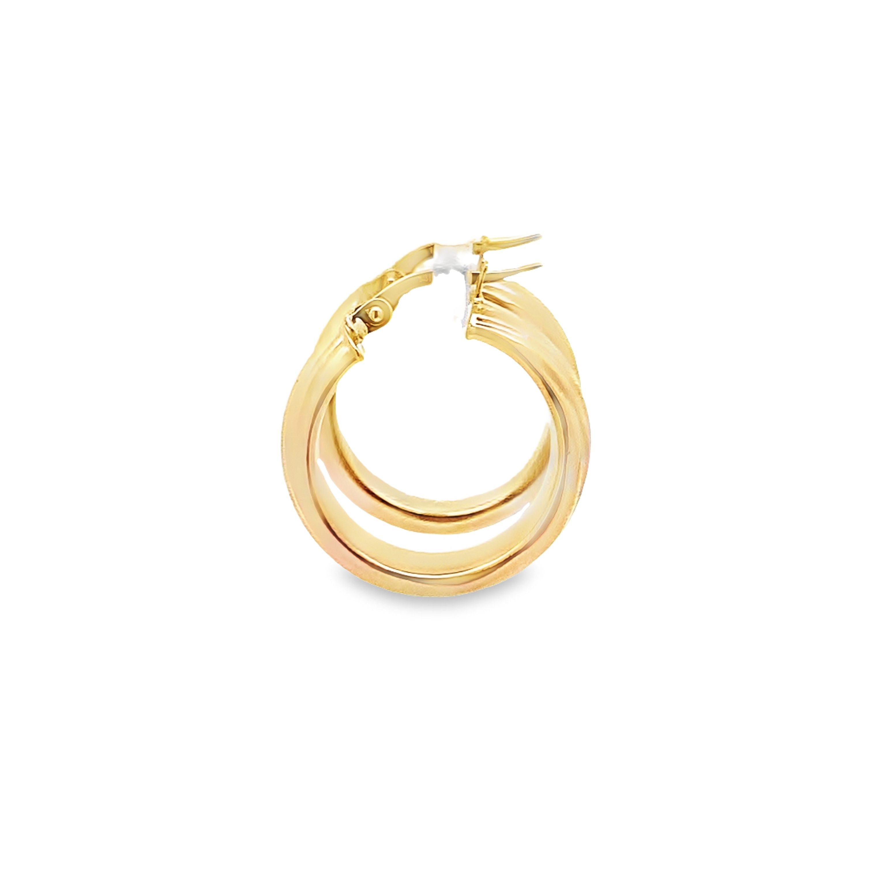 14K Yellow Gold Diamond Cut Hoop Earrings 1.7Dwt