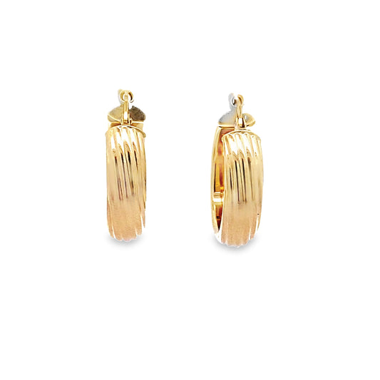 14K Yellow Gold Diamond Cut Hoop Earrings 1.7Dwt