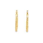 10K Yellow Gold Diamond Cut Hoop Earrings 1.4Dwt