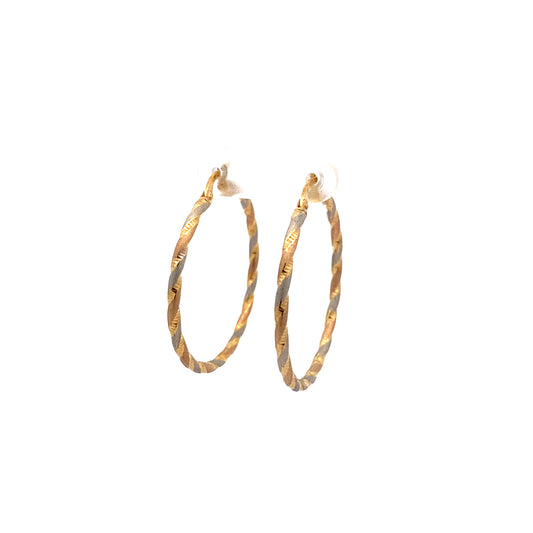 10K Tri Color Gold Medium Hoop Earrings 1.0Dwt