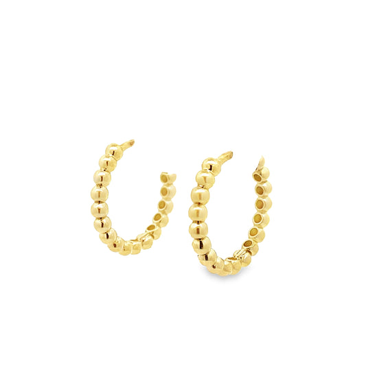 10K Yellow Gold Bead Style Hoop Earrings 1.9Dwt