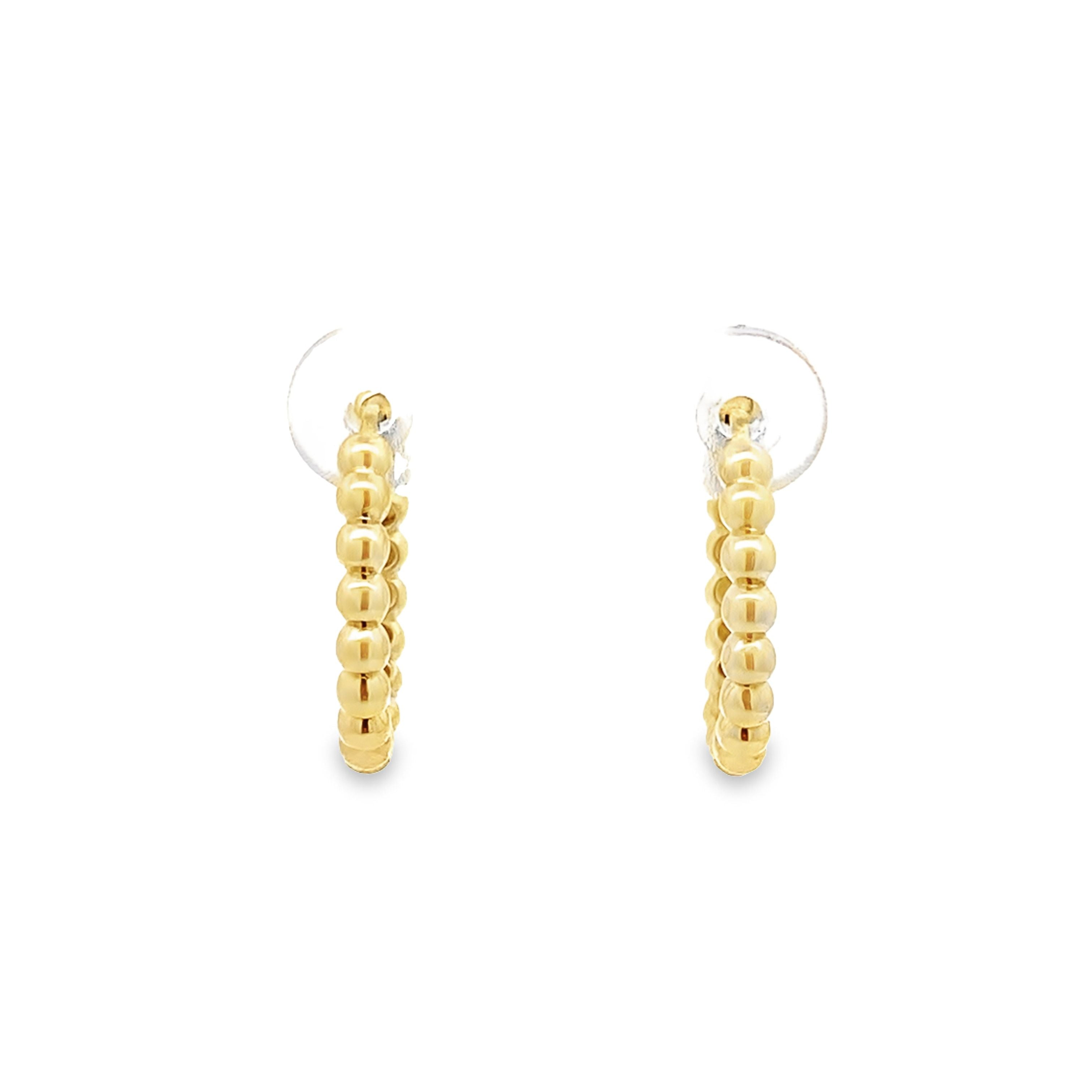 10K Yellow Gold Bead Style Hoop Earrings 1.9Dwt