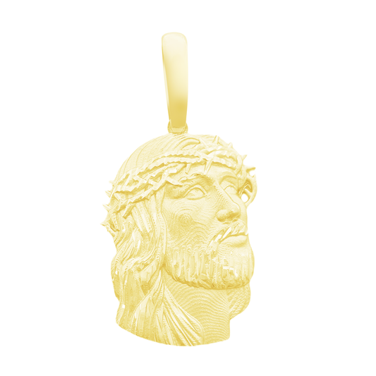 14K Yellow Gold Jesus Face Pendant 3.1Dwt